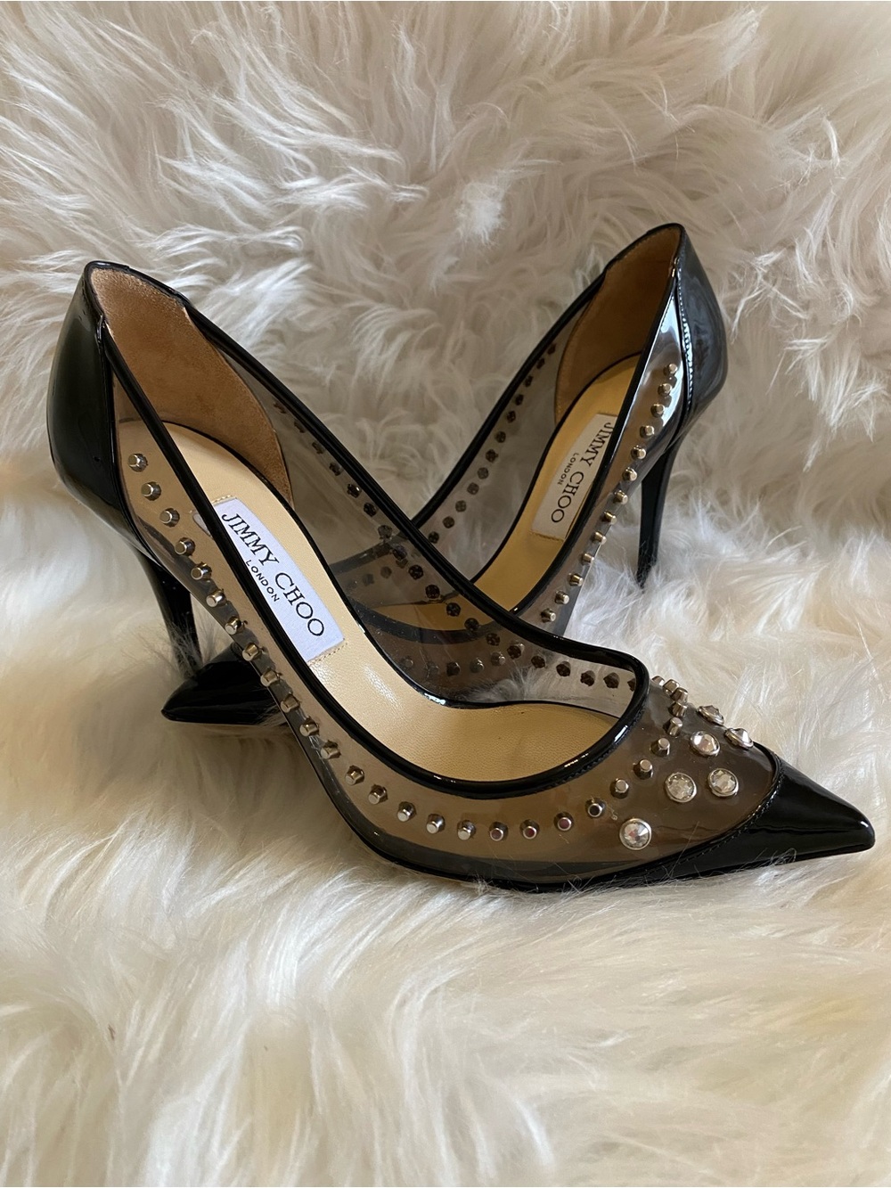 Jimmy Choo Black and Silver Studded Heels